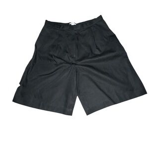 NWT & Other Stories Black Tailored Bermuda Shorts Size 12 Cotton Linen Blend